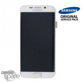 Vitre tactile + Ecran LCD + Châssis Samsung Galaxy S6 Edge Blanc (G925F) GH97-17162B (officiel)
