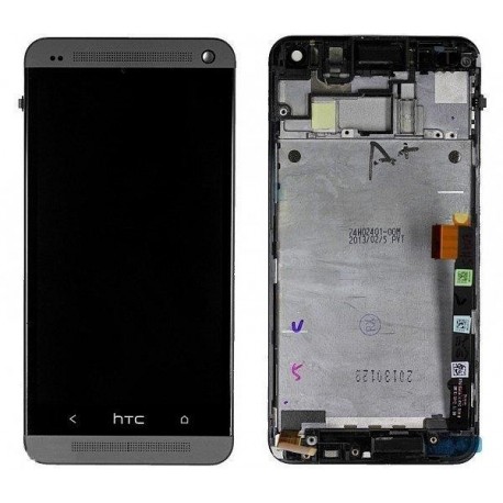 Vitre tactile + écran LCD + châssis HTC One Gris M7