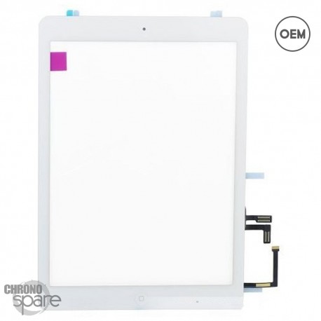 Vitre tactile blanche + bouton home + scotch 3M iPad Air OEM