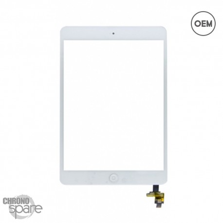 Vitre tactile blanche + bouton home + scotch 3M iPad Mini 1/2 OEM