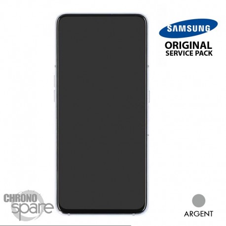 Ecran LCD + Vitre tactile + châssis argent Samsung Galaxy A80 A805F (officiel)