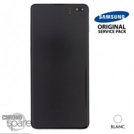 Ecran LCD + Vitre Tactile + châssis blanc Samsung Galaxy S10 Plus G975F (officiel)