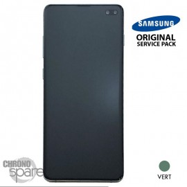 Ecran LCD + Vitre Tactile + châssis vert Samsung Galaxy S10 Plus G975F (officiel)