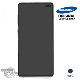 Ecran LCD + Vitre Tactile + châssis bleu Samsung Galaxy S10 Plus G975F (officiel)