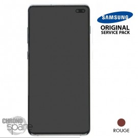 Ecran LCD + Vitre Tactile + châssis rouge Samsung Galaxy S10 Plus G975F (officiel)