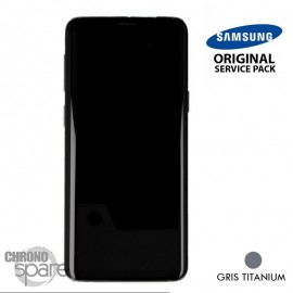 Ecran LCD + Vitre Tactile + châssis gris titanium Samsung Galaxy S9 G960F (officiel)