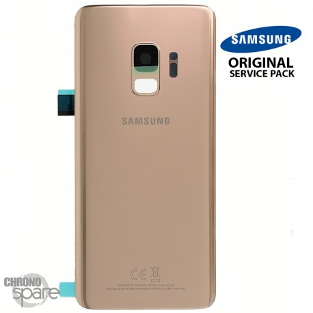 Vitre arrière + vitre caméra Or Samsung Galaxy S9 G960F (Officiel)