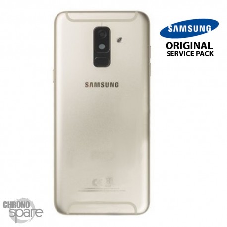 Vitre arrière + vitre caméra Or Samsung Galaxy A6 Plus 2018 A605F (Officiel)