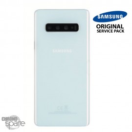 Vitre arrière + vitre caméra Blanc Prisme Samsung Galaxy S10 PLUS G973F (Officiel)