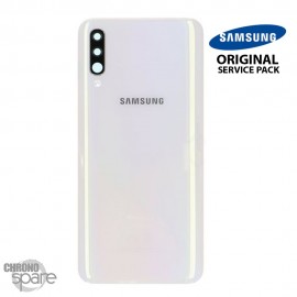 Vitre arrière + vitre caméra Blanc Samsung Galaxy A50 A505F (Officiel)