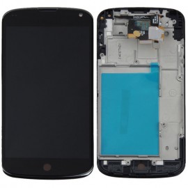 Ecran LCD + vitre tactile + châssis Nexus 4 E960 Noir (Compatible AAA)