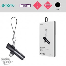 Adaptateur Type-C 2 en 1 - Charge et écoute Type-C+Jack Noir TOTU