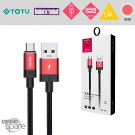 Câble USB vers Micro USB 2,4A rouge 1M TOTU