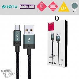 Câble USB vers Micro USB 2,4A vert 1M TOTU 