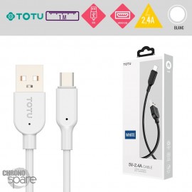 Câble USB vers Micro USB 10W-2,4A blanc 1M TOTU