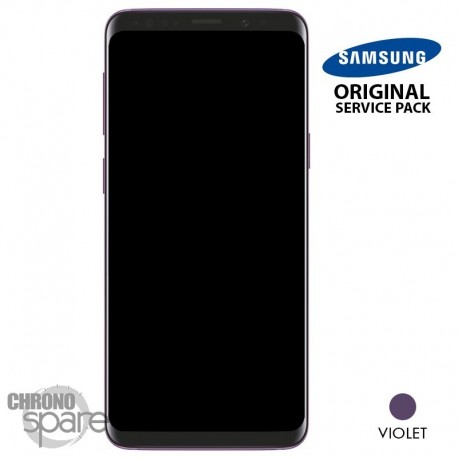 Ecran LCD + Vitre Tactile + châssis violet Samsung Galaxy S9 G960F (officiel)