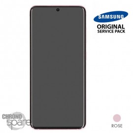 Ecran LCD + Vitre Tactile + châssis rose Samsung Galaxy S20 4G G980F / 5G G981B (officiel)