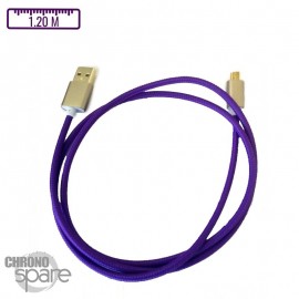 Câble MicroUsb violet Tressé