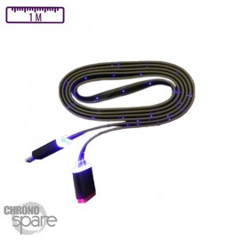 Câble lumineux 1 mètre - Micro USB - Noir