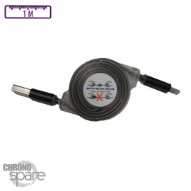 Câble enrouleur 1 mètre Micro usb - noir 