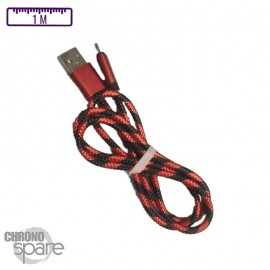 Câble tressé 1m - Micro USB - Rouge/Noir