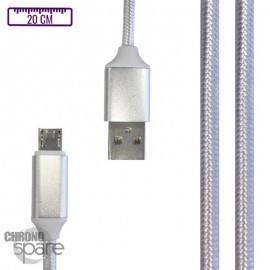 Câble tressé 20 cm Micro USB - Blanc