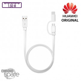 Câble Huawei original 1,5m Type C & Micro USB - Blanc