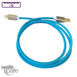 Câble Micro Usb bleu Tressé