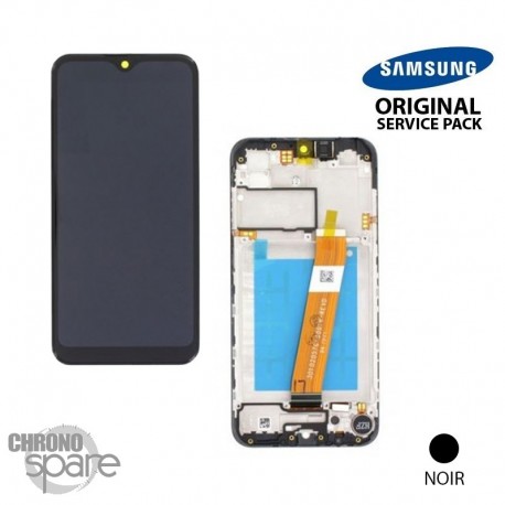 Ecran LCD + Vitre Tactile + châssis noir Samsung Galaxy A01 A015F (officiel)