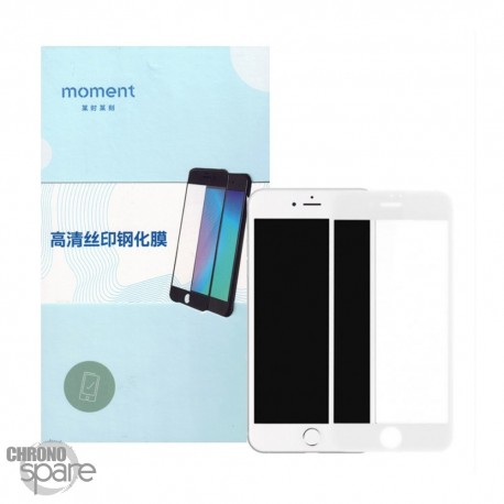 Vitre protection en verre trempé anti-lumière bleue iphone 6P/6SP blanche avec boîte MOMENT