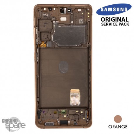 Ecran LCD + Vitre Tactile + châssis Orange Samsung Galaxy S20 FE G780F (officiel)