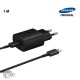 Chargeur secteur USB-C + câble 1m Samsung FAST CHARGE original USB-C / USB-C 25W - Noir Avec boite