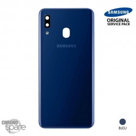 Vitre arrière + vitre caméra Bleue Samsung Galaxy A20E A202FN (Officiel)