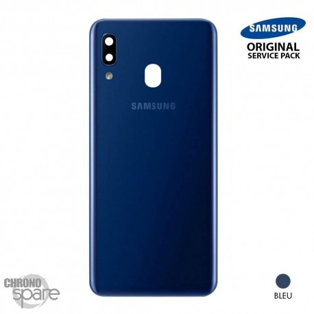 Vitre arrière + vitre caméra Bleue Samsung Galaxy A20E A202FN (Officiel)