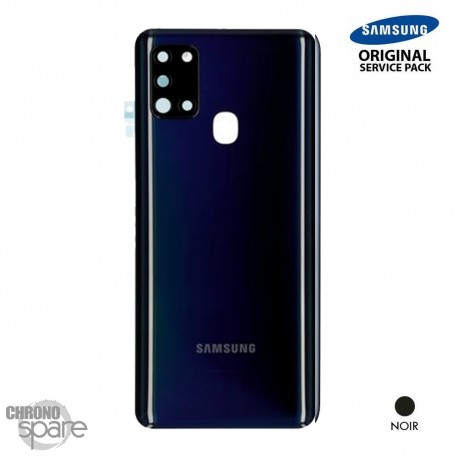 Vitre arrière + vitre caméra Noire Samsung Galaxy A21S A217F (Officiel)