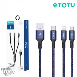 Câble Charge 3 en 1 tressé TOTU bleu ( B3B-009 )