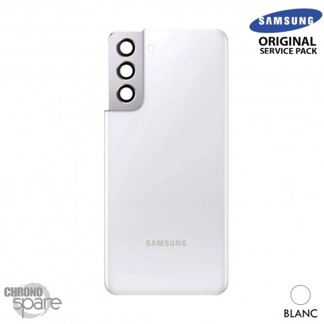 Vitre arrière + vitre caméra Blanche Samsung Galaxy S21 5G G991F (Officiel)