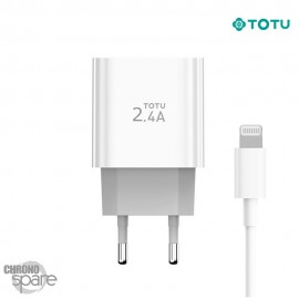 Chargeur secteur 12W 2 USB + 1 câble lightning TOTU