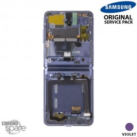 Ecran LCD + Vitre Tactile + châssis Violet (mirror purple) Samsung Galaxy Z Flip F700 (officiel)