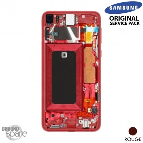 Ecran LCD + Vitre Tactile + châssis Rouge Samsung Galaxy S10 E G970F (officiel)