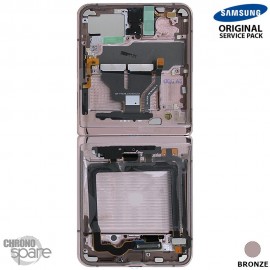 Ecran LCD + Vitre Tactile (avec chassis) Bronze Samsung Galaxy Z Flip 5G F707B (officiel)