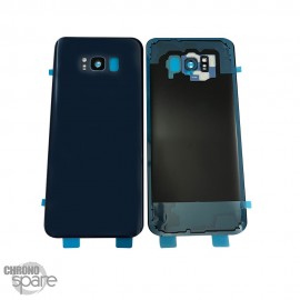 Vitre arrière + lentille caméra compatible pour Samsung galaxy S8+ bleue