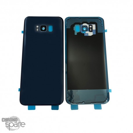 Vitre arrière + lentille caméra compatible pour Samsung galaxy S8+ bleue