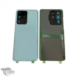 Vitre arrière + lentille caméra compatible pour Samsung galaxy S20 ULTRA bleue
