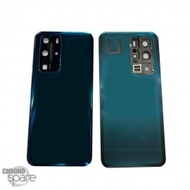 Vitre arrière + lentille caméra compatible pour Huawei P40 PRO bleue