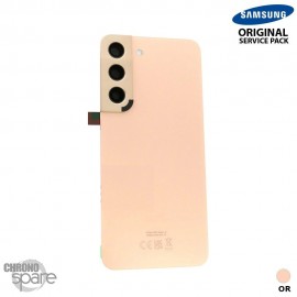 Vitre arrière + lentille caméra Or Rose Samsung Galaxy S22 S901B (officiel)