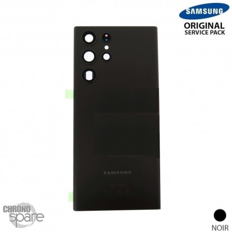 Vitre arrière + lentille caméra Noire Samsung Galaxy S22 Ultra S908B (officiel) Sans Batterie 