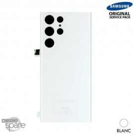 Vitre arrière + lentille caméra Blanche Samsung Galaxy S22 Ultra S908B (officiel) Sans Batterie 