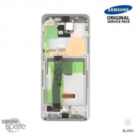 Ecran LCD + Vitre Tactile + châssis Blanc Samsung Galaxy S20 Ultra G988F/G988B (officiel)