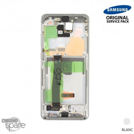 Ecran LCD + Vitre Tactile + châssis Blanc Samsung Galaxy S20 Ultra G988F/G988B (officiel)
